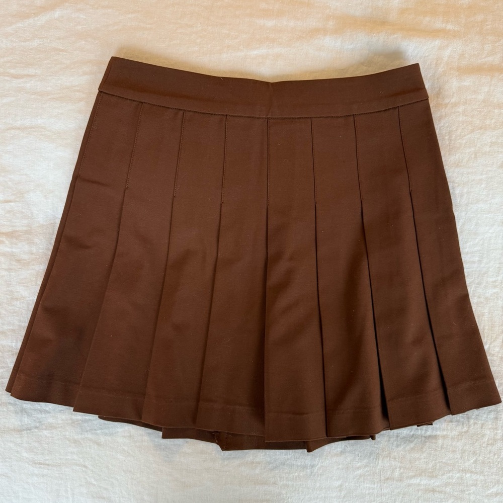 Sunday Beat Brown Pleated Mini Skirt
